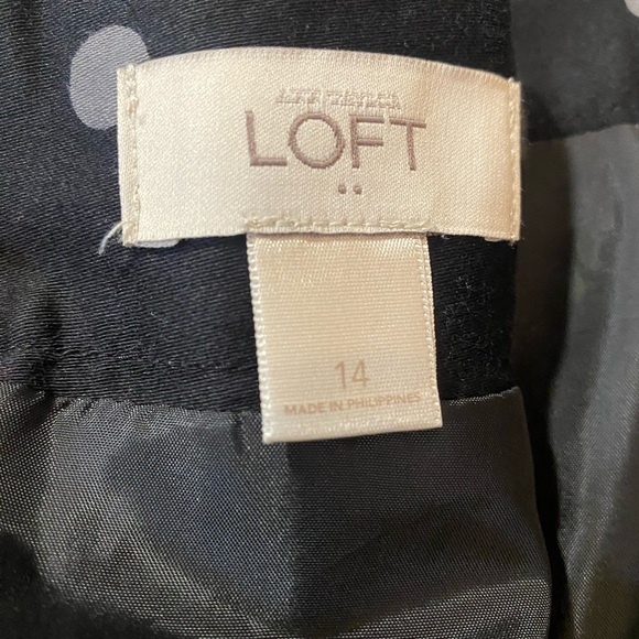 LOFT Black Silver Polka Dot A-Line Skirt - Picture 5 of 7